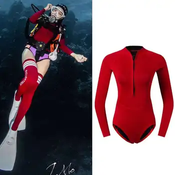 водолазный костюм maca dragon в корейском стиле толщиной 2 мм для женщин, цельный топ для серфинга с длинными рукавами, плавающий костюм для матери для дайвинга, теплый, холодный