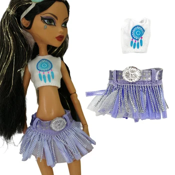 NK 1 комплект, платье с чувством стиля куклы: топ без рукавов + фиолетовая юбка для куклы Ever After High, аксессуары для игрушек 
