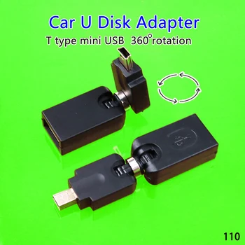 1 шт. Новый разъем USB 2.0 A для подключения 5-контактного разъема Mini с углом поворота 360 градусов, удлинительный кабель-адаптер для автомобильного Mp3-U-диска