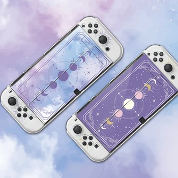 Funda Nintendo Switch Oled Cover Чехол Прозрачный Sky Clound Фиолетовая Фаза Луны Закрепляемая Защитная Оболочка Для Контроллера Joy-Con