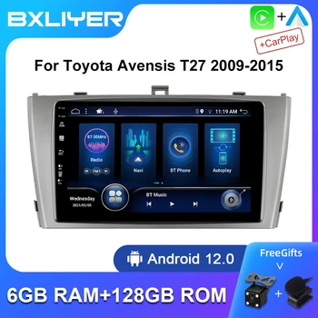 8 + 256 ГБ Carplay Android 12 2 Din Авторадио Для Toyota Avensis T27 2009-2015 Автомобильный Мультимедийный Плеер GPS Навигация 2din Без DVD