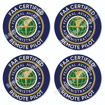 Набор из 4 частей Круглой Наклейки FAA С Логотипом Дистанционного Пилота Беспилотного Летательного аппарата Федерального авиационного применения, Водонепроницаемой и Солнцезащитной