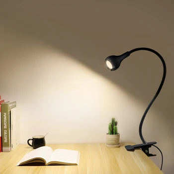 Гибкая настольная лампа USB Power Lamp Лампа для чтения книг с зажимом-держателем Лампы для чтения в кабинете Прикроватный столик Ночник для декора спальни