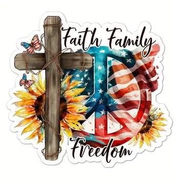 Автомобильные аксессуары Виниловая наклейка для удаления следов Faith Family Freedom Flag, виниловая водонепроницаемая наклейка для /мотоцикла / ноутбука