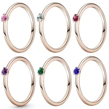 Кольца-пасьянсы в форме розового сердца с разноцветными кристаллами, кольца из стерлингового серебра 925 пробы, кольцо для женщин, подарок, Европа, изысканные ювелирные изделия