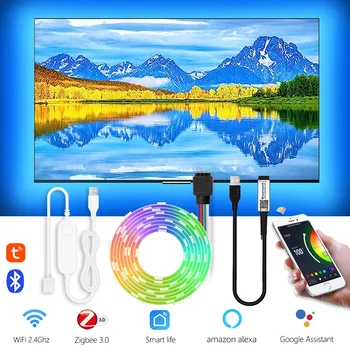 Светодиодные ленты 5V USB RGB Tape App Control С Изменяющимися цветами Bluetooth / Tuya Wifi / Zigbee Led Strip Room TV Подсветка Alexa