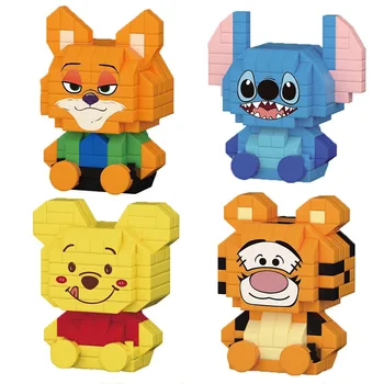 Аниме Фигурка Hello Kitty, модель тигра Винни-Пуха, строительный блок, Детская игрушка-головоломка, кирпичи, Рождественский подарок для детей