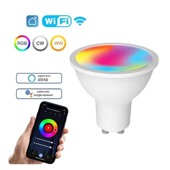 GU10 Умные светодиодные лампочки TUYA Wifi с регулируемой яркостью, меняющие цвет, RGB Лампочки Alexa Google Home Spotlight, Декор с голосовым управлением