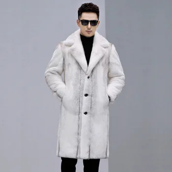 Зимнее мужское теплое однобортное повседневное пальто большого размера