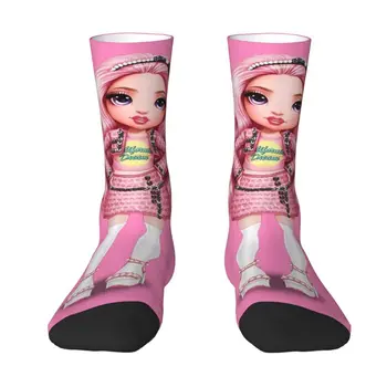 Забавные мужские носки с радужной каймой Bella Parker, унисекс, дышащие теплые носки для экипажа с 3D-печатью