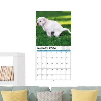 Календарь гадящих собак на 2024 год Собаки гадят в красивых местах Настенный календарь с января 2024 по декабрь 2024 года Забавный календарь для собак Прикол