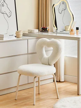 Роскошные стулья для макияжа из овечьего бархата, Мебель для гостиной, Обеденный стул, Туалетный столик для спальни, Табуретки для макияжа с креативной спинкой