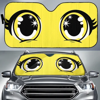 Автомобиль с 3D забавными мультяшными глазами, напечатанный автомобиль, грузовик, внедорожник, Универсальные солнцезащитные козырьки на лобовом стекле, стильный складной козырек на лобовое стекло автомобиля