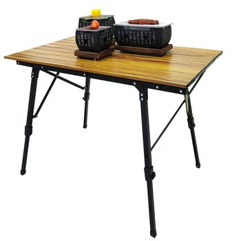 Большой телескопический складной стол для кемпинга на открытом воздухе, стол из алюминиевого сплава, стол для пикника в саду, барбекю, Самодвижущийся дорожный столик