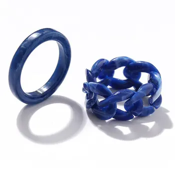 Кольцо из смолы, креативное простое ретро-кольцо-цепочка из двух частей, индивидуальное кольцо из смолы, удобное в носке и стильное