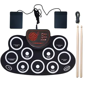 Складной электронный барабан со звуковым сигналом, перезаряжаемая настольная подставка для ручного барабана для игр DTX, педаль для занятий с детьми