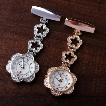 Роскошные Карманные часы для медсестры с бриллиантами Orologio для мужчин и женщин, Подвесная брошь для ухода за доктором, Часы с цветочным зажимом для медсестер
