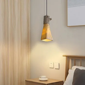 Подвесной светильник из Скандинавской смолы для спальни, спальни, гостиной, внутреннего светильника, гостиной, Деревянного потолочного светильника, домашнего декоративного освещения