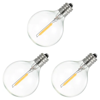 3 шт. Светодиодные сменные лампочки G40 E12 с винтовым основанием, небьющиеся светодиодные лампы-глобусы для солнечных гирлянд, теплый белый