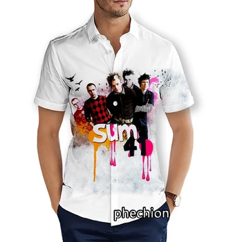 Мужские пляжные рубашки phechion с коротким рукавом, повседневные рубашки с 3D принтом SUM 41, модная уличная одежда, мужские топы X192