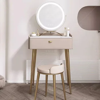 Туалетный столик в скандинавском стиле для спальни со светодиодной подсветкой Многофункциональный Роскошный туалетный столик для хранения предметов домашнего обихода