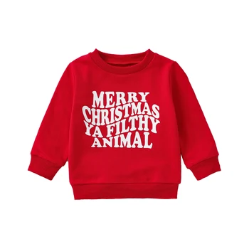 Bmnmsl, Рождественские толстовки для малышей, Повседневные пуловеры с длинным рукавом и буквенным принтом, топы, детская зимняя одежда