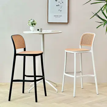 Скандинавский пластиковый барный стул из ротанга, уличный пластиковый высокий табурет, домашний барный стул, интернет-магазин знаменитостей, кофейня для кормления.