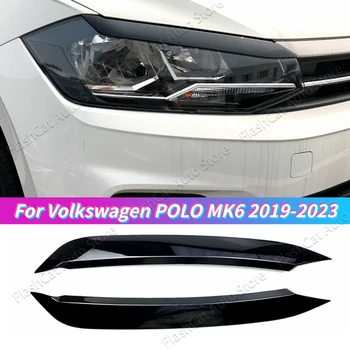 Для Volkswagen аксессуары для отделки автомобиля, стайлинг для VW Polo MK6 2019-2023, наклейки на фары из углеродного волокна, брови, веки