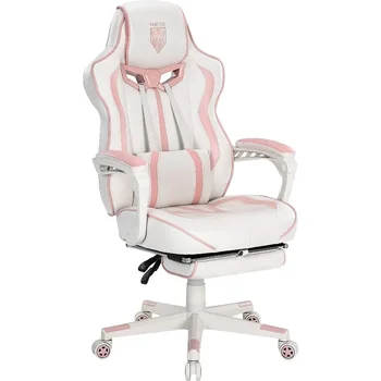 Розовое Игровое Кресло Игровые Стулья для Взрослых Компьютерное Игровое Кресло для Девочек в Гоночном Стиле, Откидывающееся Компьютерное Кресло с Подставкой Для Ног Офисное