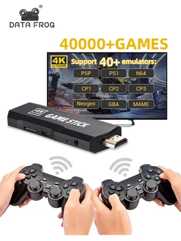 DATA FROG Ретро видеоигра Stick 4K 15000 + Игр TV Stick Мини-игровая консоль для PSP/PS1 /N64 Поддержка контроллера 40 эмуляторов игр