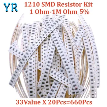 Набор резисторов 1210 SMD Ассорти 1 Ом-1 М Ом 5% 33 Значение X 20шт = 660шт Набор образцов