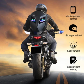 Мужской рюкзак для езды на мотоцикле со светодиодной подсветкой, жесткий корпус, светодиодный рюкзак для мотоциклетного шлема, Водонепроницаемый рюкзак для ноутбука большой емкости