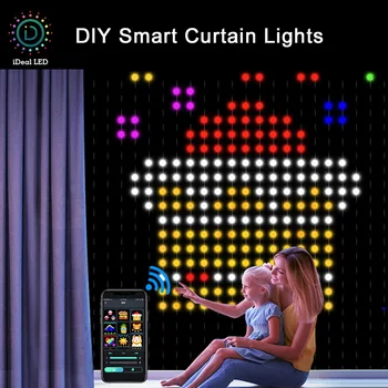Bluetooth Smart RGBIC Занавесные Фонари С Дистанционным Управлением Dreamcolor LED String Light 400Leds Водонепроницаемый Для Декора Рождественской Вечеринки