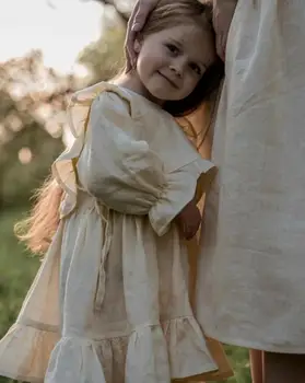 2023 Новое осеннее детское платье от бренда для девочек, милые платья с длинными рукавами
