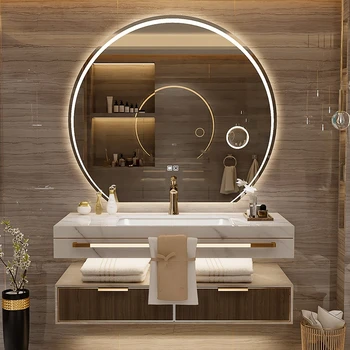 Комбинированный шкаф для ванной комнаты из массива дерева легкая роскошь современный простой умывальник шкаф для умывальника туалет шкаф для ваннойкомнаты