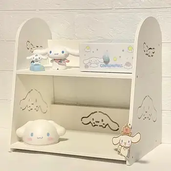 Sanrio Настольный Стеллаж Для Хранения Kawaii Cinnamoroll Hello Kitty Многофункциональная Книжная Полка Двухслойный Органайзер Для Хранения Различных Товаров