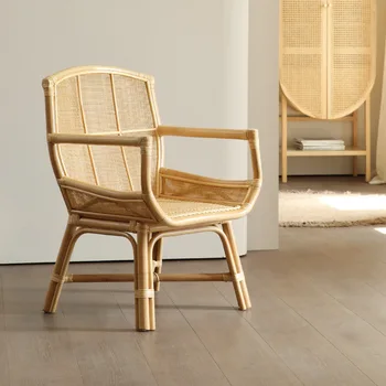 Ротанговый стул Кресло из натурального ротанга Ретро-кресло для отдыха в семье, обеденный стул в отеле, Сиденье для кафе