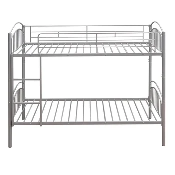 Двойная металлическая двухъярусная кровать, разделенная на две кровати (серебристый)