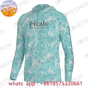 Одежда для рыбалки из флиса Huk Зимние топы Рубашка Джерси Шляпа Camisa De Pesca Куртка для рыбалки с длинным рукавом Защитная толстовка