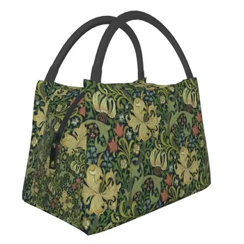 Компания William Morris Изолированная сумка для ланча для пикника на открытом воздухе с цветочным текстильным рисунком, водонепроницаемый термохолодильник, ланч-бокс для женщин