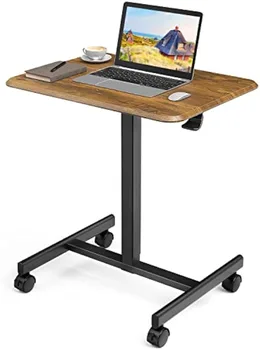 Мобильный стол для ноутбука, мобильный небольшой стоячий стол С пневматической регулировкой высоты, Переносной стол на колесиках, Тележка для ноутбука, Эргономичный мобильный