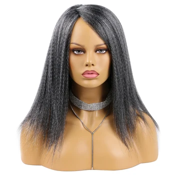 Bellqueen Омбре Серый прямой парик цвета Яки Низкотемпературный бесклеевой синтетический Короткий афро Парик для женщин на Хэллоуин
