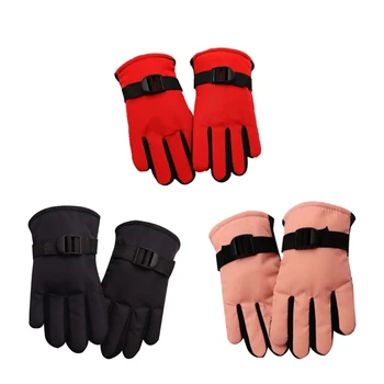 Детские перчатки, водонепроницаемые уличные тепловые перчатки на весь палец, детские зимние варежки для мальчиков и девочек 3-13 лет