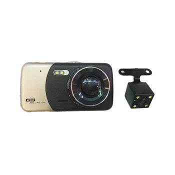Автомобильный видеорегистратор с 4-дюймовым двойным объективом, автомобильная камера, видеорегистратор Full HD 1080P, камера ночного видения, парковочный регистратор, видеорегистратор