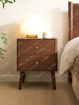 Прикроватный столик из массива дерева Современный Североамериканский шкафчик для спальни из черного ореха в маленькой квартире