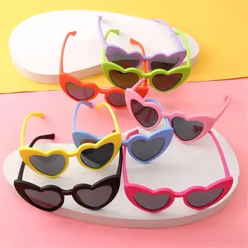 Розовые винтажные солнцезащитные очки в форме сердца для мальчиков и девочек, детские солнцезащитные очки, очки для малышей.