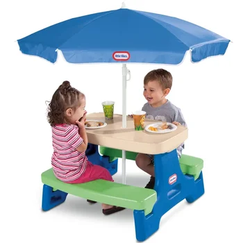 Столик для пикника Easy Store Jr. с зонтиком, синий и зеленый - Игровой столик с зонтиком, для детей, уличная мебель, простая в сборке