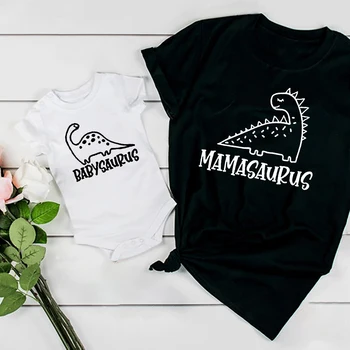Футболки с коротким рукавом Mamasaurus, Рубашка Babysaurus, Одинаковые футболки для семьи, Одинаковые рубашки для мамы и ребенка, Подарочные Футболки, Топ с динозавром
