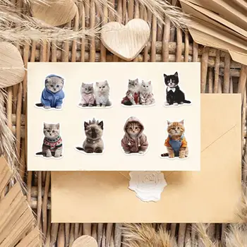 Самоклеящиеся Кошачьи Наклейки 50шт Kawaii Cat Mood ПВХ Набор Наклеек для Альбома 