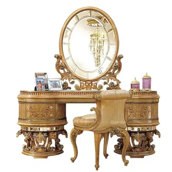Французская роскошь с зеркальным туалетным столиком, сочетание итальянского европейского столика для макияжа, элитная аристократическая мебель виллы